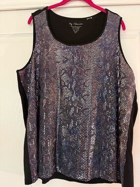 Chico's Purple/ Black Sequin Shell Tank Top